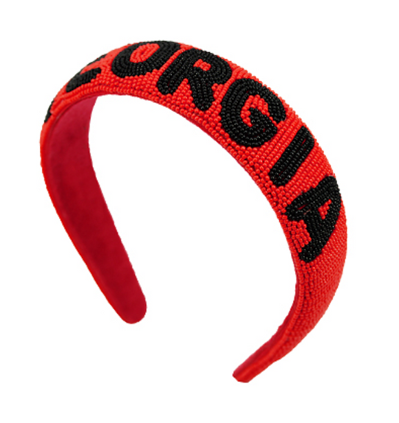 Georgia Beaded Headband Red