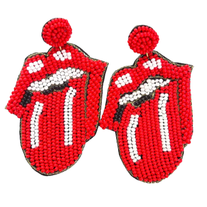 Beaded Rolling Stones Earrings