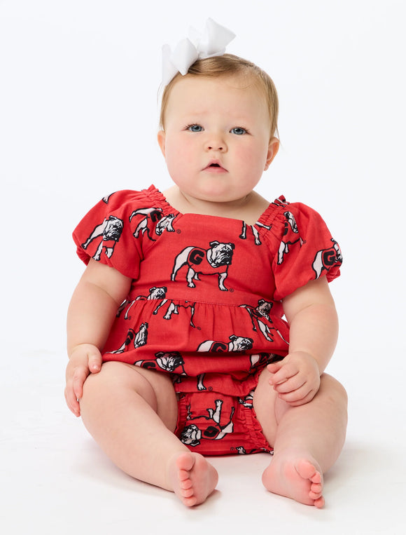 Georgia Bulldogs Puff Sleeve Onesie