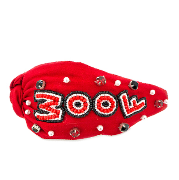 WOOF Bedazzled Headband Red