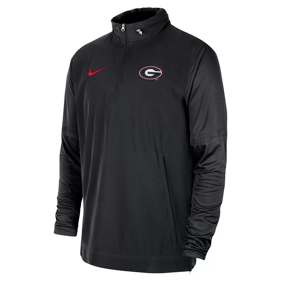 UGA Nike 2023 Coach Half-Zip Hooded Jacket - Black