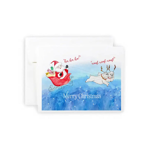 Bulldog Reindeer Holiday Notecard Set