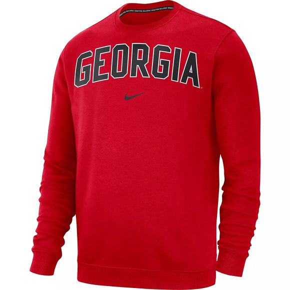 UGA Nike College Club Fleece Crew - Red