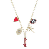 Georgia Bulldogs Paper Clip Charm Collector Necklace in Shiny Gold