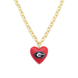 Georgia Bulldogs Heart Pendant Necklace