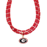 Georgia Bulldogs Multi-Strand Beaded Logo Necklace