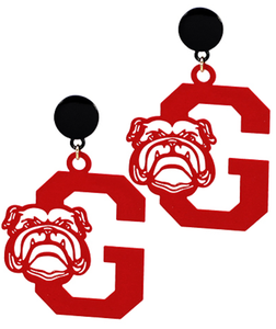 Gameday G Bulldog Filigree Red Earrings