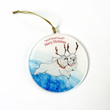 Bulldog Reindeer Holiday Acrylic Ornament