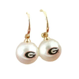 Georgia Logo Pearl Hoop Earrings