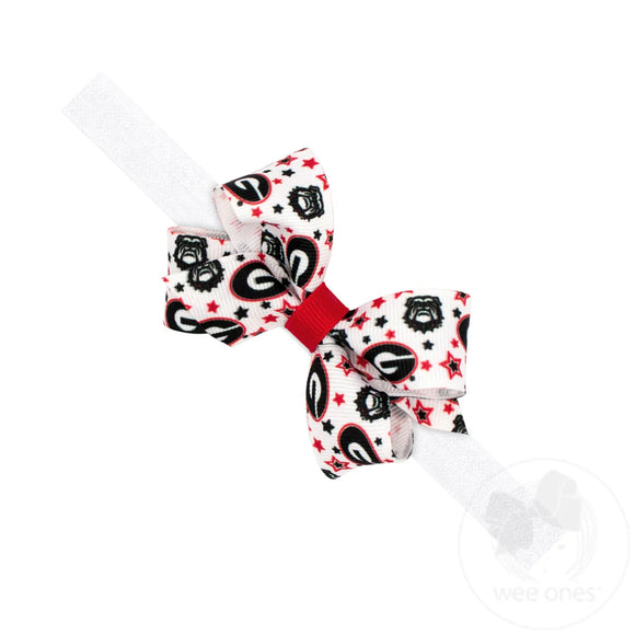 Logo Print Grosgrain Hair Bow on Elastic Band