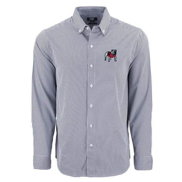 Georgia Cutter & Buck Skyline Eco Gingham Button Down Shirt - Black