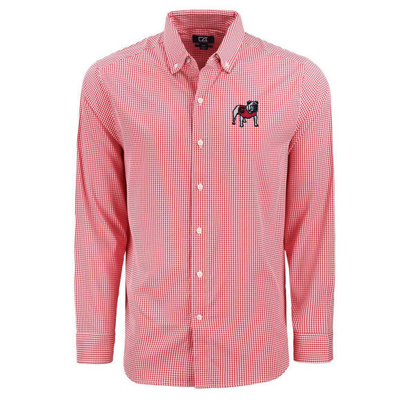 Georgia Cutter & Buck Skyline Eco Gingham Button Down Shirt - Red