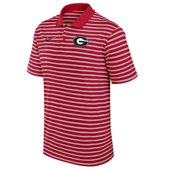 Nike Georgia Red Primetime Victory Striped Performance Polo