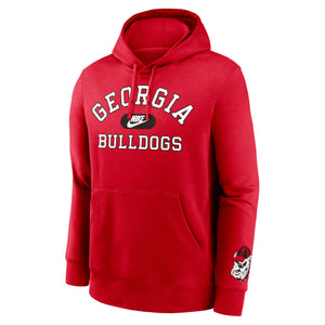 Nike Men's Georgia Bulldogs Red Club Fleece Retro Double-Hit Pullover Hoodie