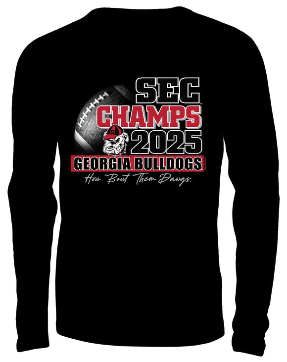 Georgia SEC Champs 2025 Black Long Sleeve T-Shirt