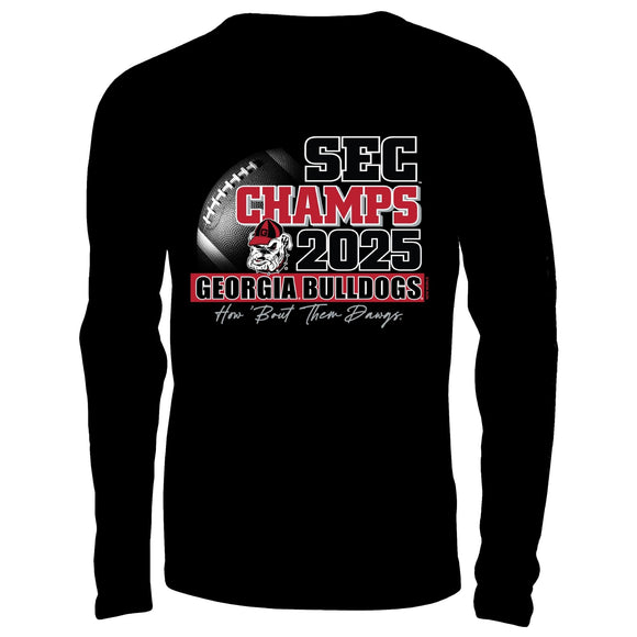 Georgia SEC Champs 2025 Black Long Sleeve T-Shirt