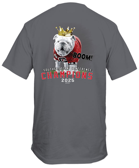 Georgia SEC Champs 2025 Charcoal Short Sleeve Boom T-Shirt