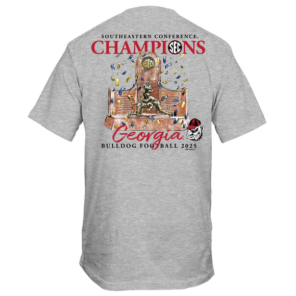 Georgia SEC Champs 2025 Grey Short Sleeve Trophy T-Shirt