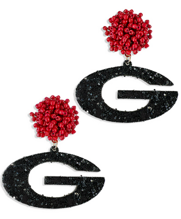 UGA Beaded Sparkle G Earrings