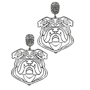 Bulldog Filigree Earrings Gunmetal