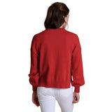 Georgia Embroidered Red Mock Neck Sweater