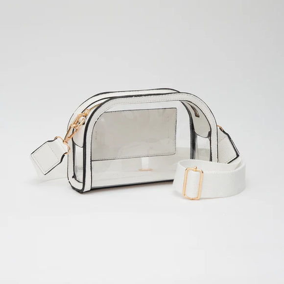 Game Day Stadium Clear Crossbody Bag - White