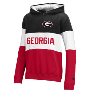 UGA Champion Youth Color Blocked Hoodie