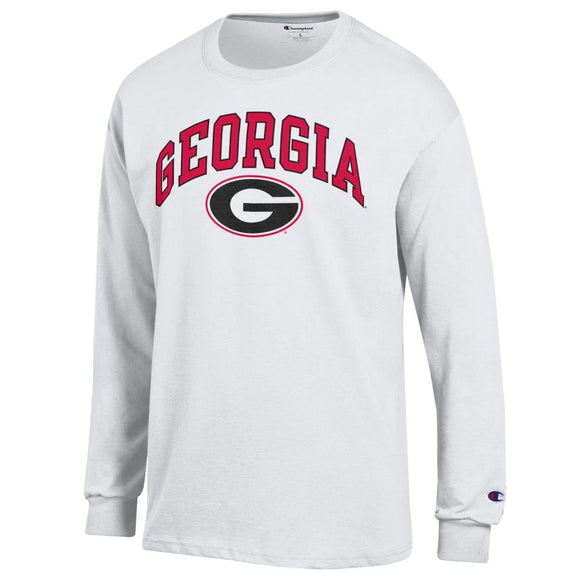 UGA Champion Georgia Over G Long Sleeve Tee - White
