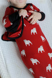 Red Bulldog Bamboo Knotted Gown