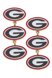 Georgia Bulldogs Triple Drop Enamel Earrings