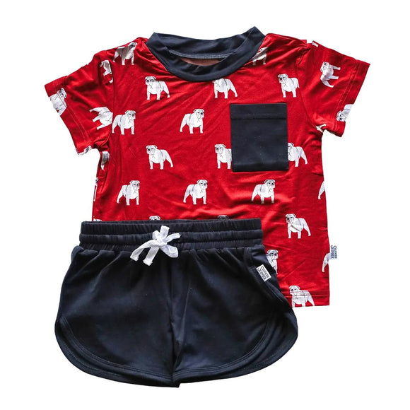 Red Bulldog Bamboo Varsity Short Set