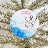 Bulldog Reindeer Holiday Acrylic Ornament