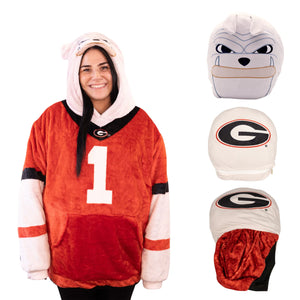 University of Georgia Bulldog Snugible 2-in-1 Blanket Hoodie & Pillow