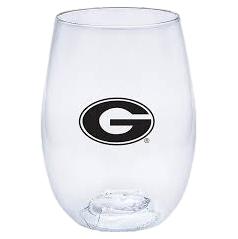 UGA Plastic Stemless Wine Glass