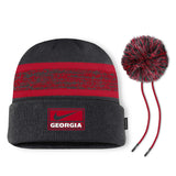 UGA Nike On-Field Peak Cuffed Knit Hat with Pom