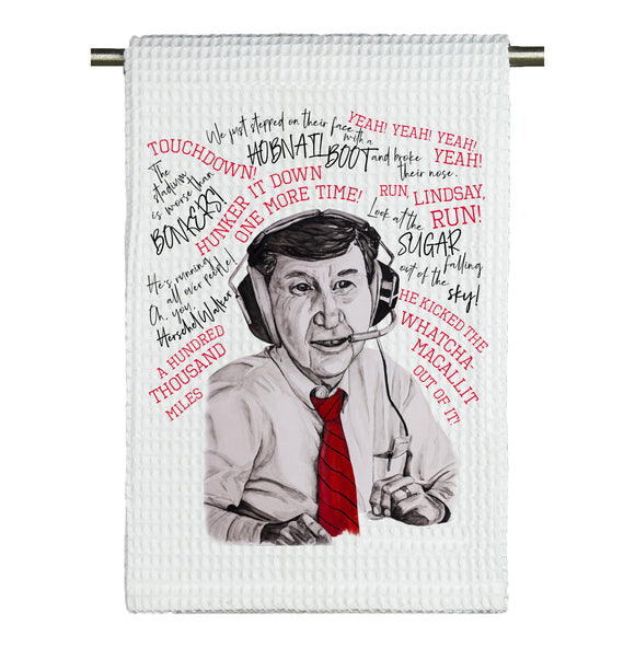 Larry Munson Watercolor Tea Towel
