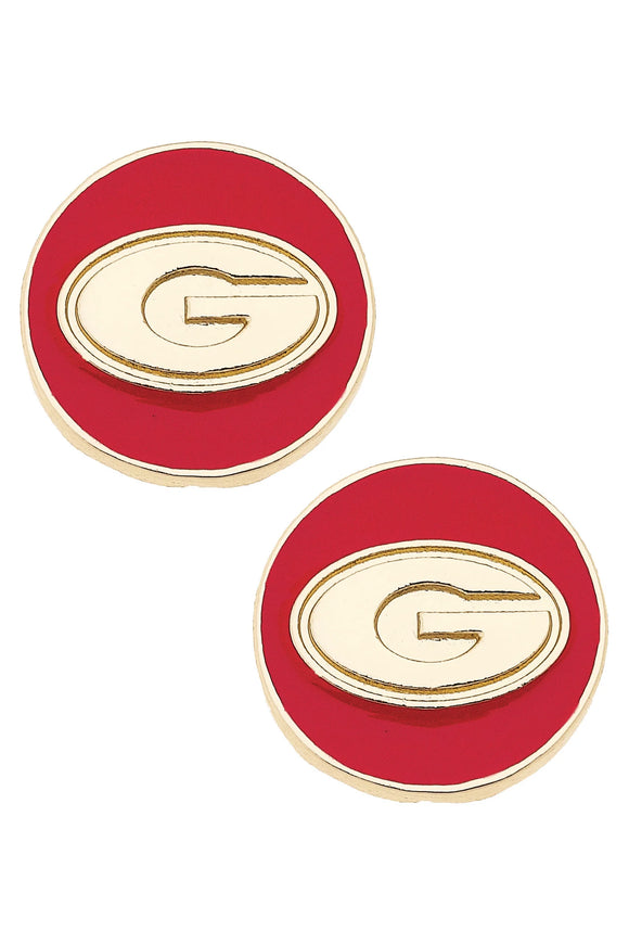 Georgia Logo Red Stud Earrings