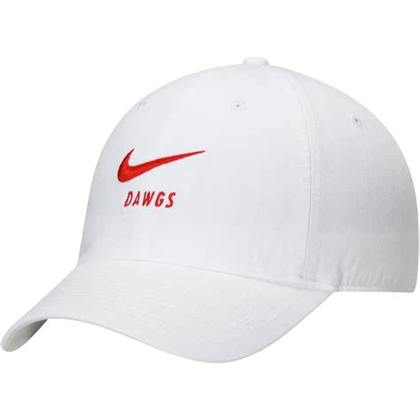 UGA Nike White Heritage 86 Hat with Dawgs