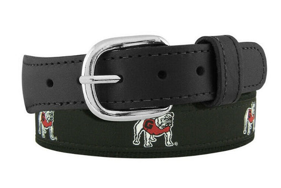 Black Nylon Belt With Standing Bulldog