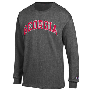 Arched Georgia Champion Long Sleeve T-Shirt Granite Heather