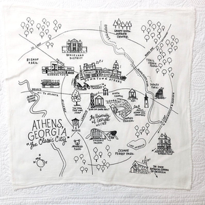 Athens, Georgia Map Large Flour Sack Towel