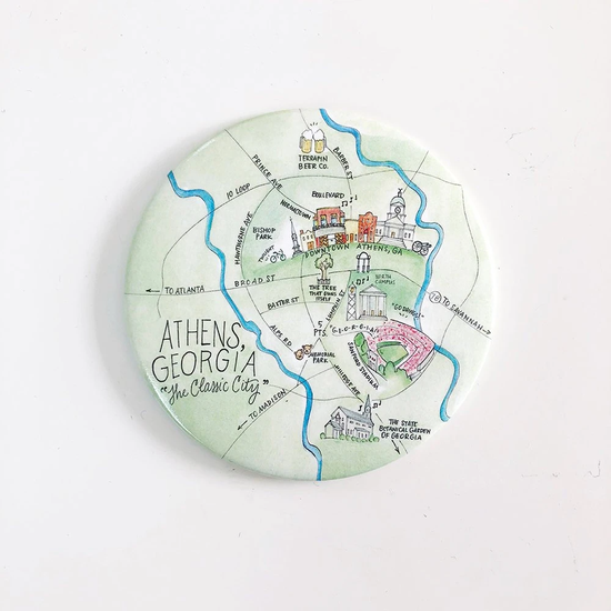 Athens, Georgia Map Magnets (Round)
