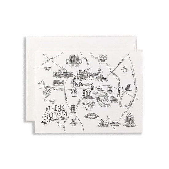 Athens, Georgia Pen and Ink Map Notecard Set