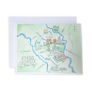 Athens, Georgia Watercolor Map Notecard Set