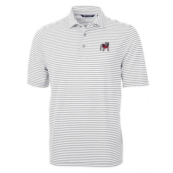 Cutter and Buck Eco Pique Striped Polo in Grey