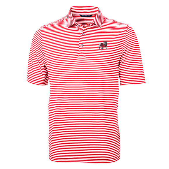Cutter and Buck Eco Pique Striped Polo in Red
