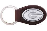 Georgia Brown Leather Oval Key Chain