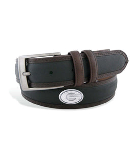 UGA Two-Tone Stitch Leather Concho Belt Men's