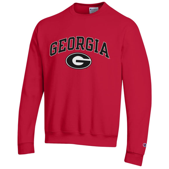 Georgia Over G Screenprinted Champion Sweatshirt Red
