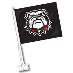 UGA Car Flag - New Bulldog Head - Black